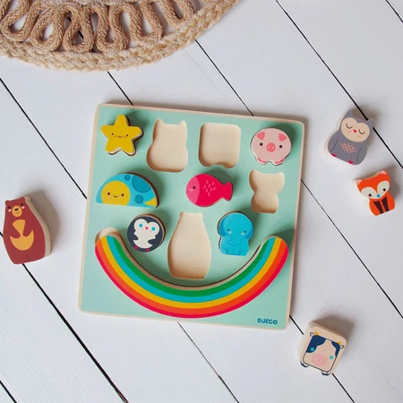 Regenbogen-Puzzle und Balance-Spiel, Djeco