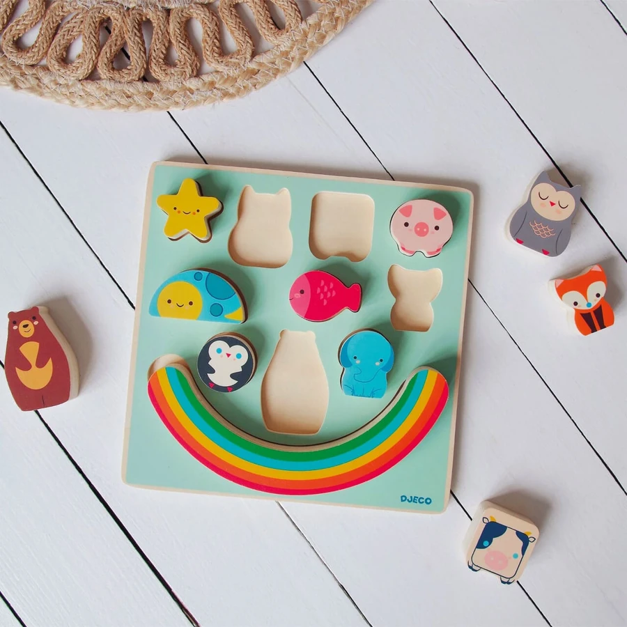 Regenbogen-Puzzle und Balance-Spiel, Djeco