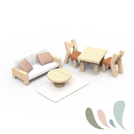 Houten poppenhuis met accessoires, Speedy Monkey