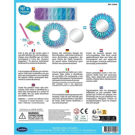 Creative kit with diamonds / rhinestones - Feather mosaic mirror - Sentosphere