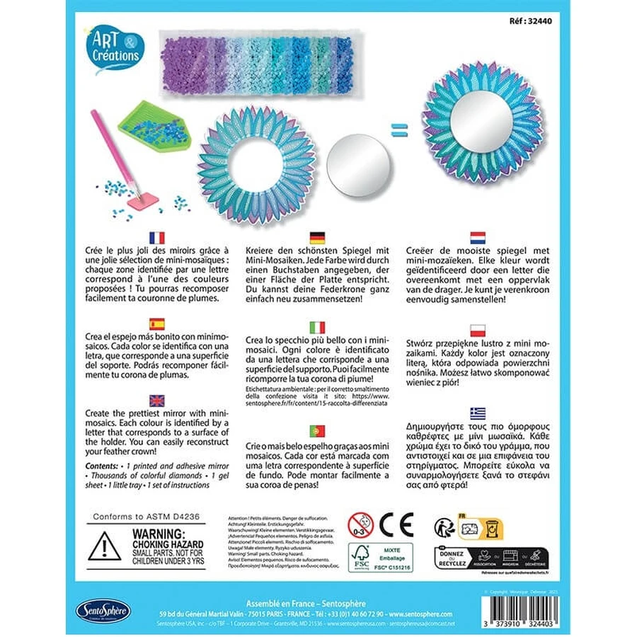 Creative kit with diamonds / rhinestones - Feather mosaic mirror - Sentosphere