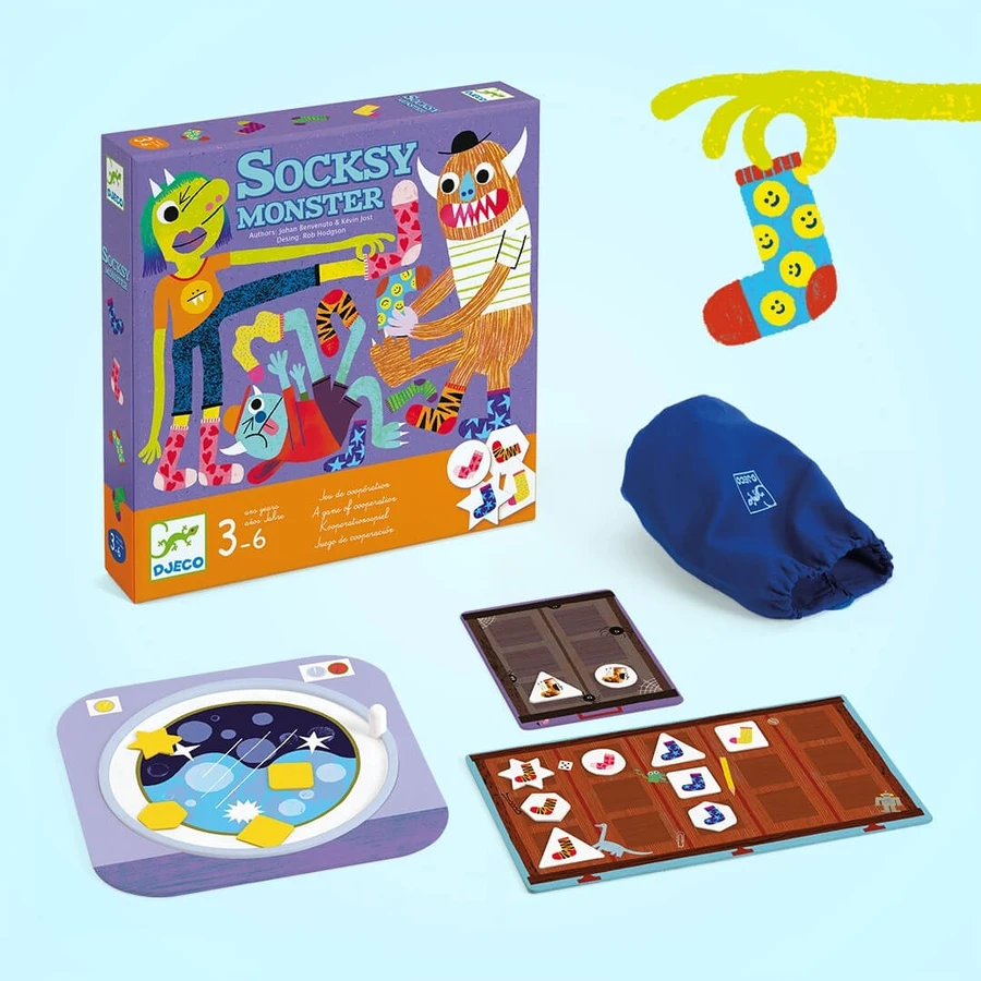 Jeu de coopération Socksy Monster, Djeco