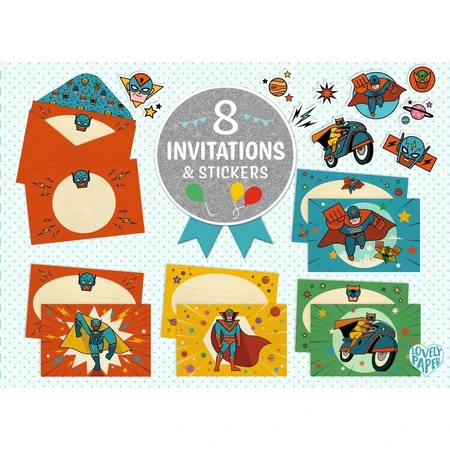 Superheroes invitation set, Djeco