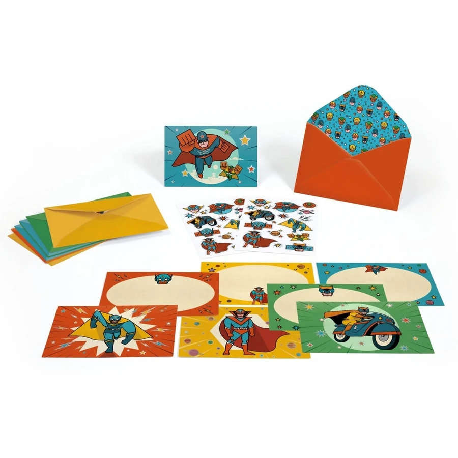 Superheroes invitation set, Djeco