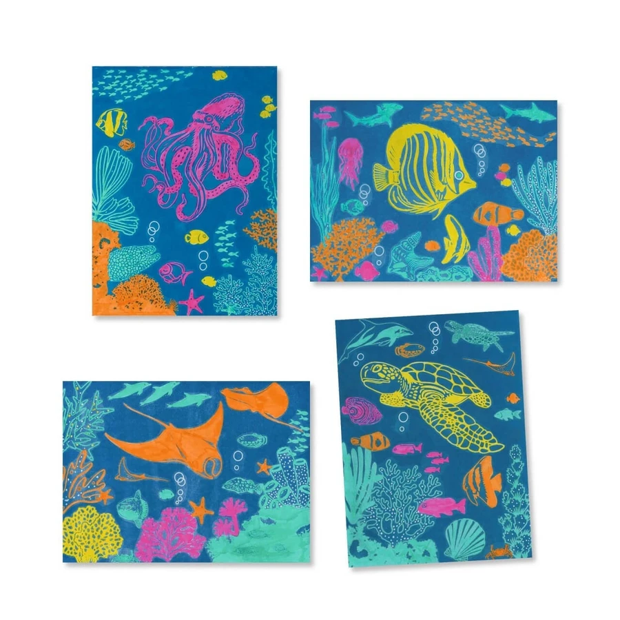 Creative cyanotype workshop Underwater scenes, Djeco