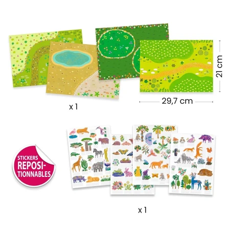 Creative set of reusable stickers Animals, Djeco