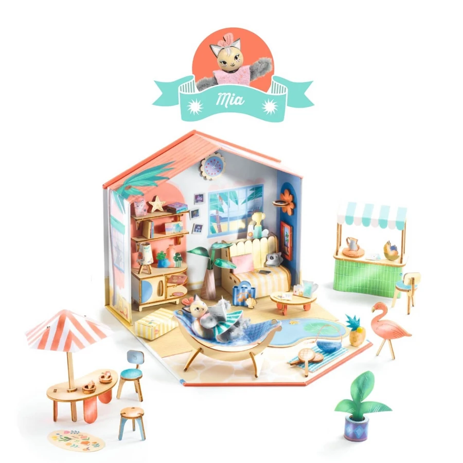 Casa en miniatura para montar y colorear Mia, Djeco