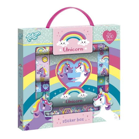 Boîte d'autocollants licorne