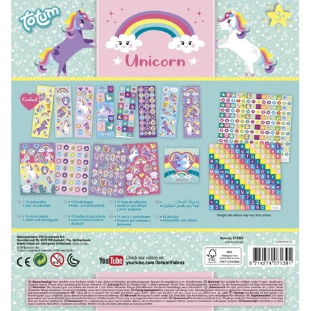 Boîte d'autocollants licorne