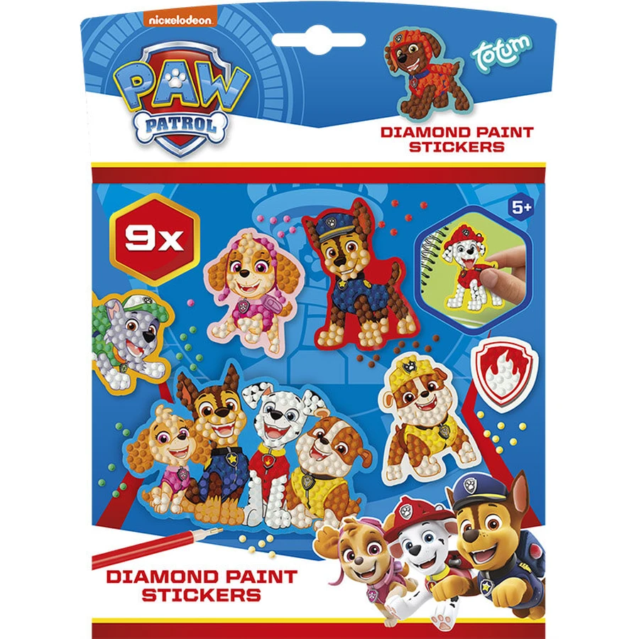 DIY creatieve set Maak stickers met diamantverf, Paw Patrol, Puppy Patrol, Totum