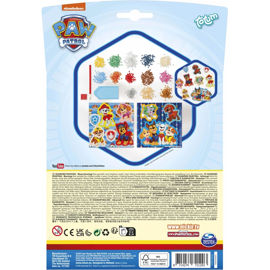 DIY creatieve set Maak stickers met diamantverf, Paw Patrol, Puppy Patrol, Totum