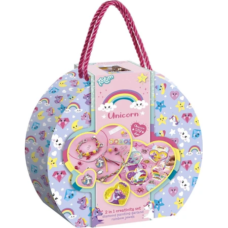 Estudio creativo 2 en 1 con unicornios, pintura de diamantes y pulseras