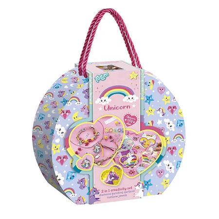 Estudio creativo 2 en 1 con unicornios, pintura de diamantes y pulseras