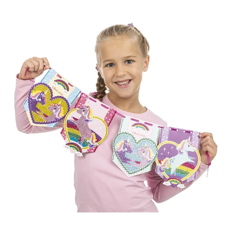 Estudio creativo 2 en 1 con unicornios, pintura de diamantes y pulseras