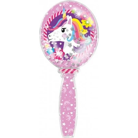 Cepillo para el pelo con purpurina y dibujo de unicornio