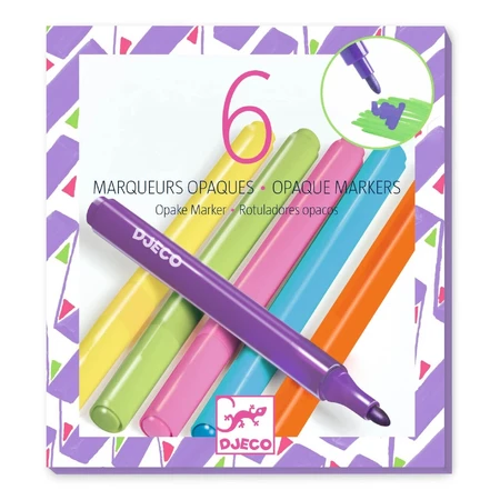 Set of 6 opaque markers, Djeco