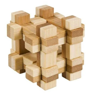Juego de lógica IQ en madera de bambú en caja metálica-11