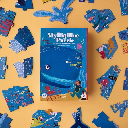 Puzzle Londji, Ballena azul en el océano