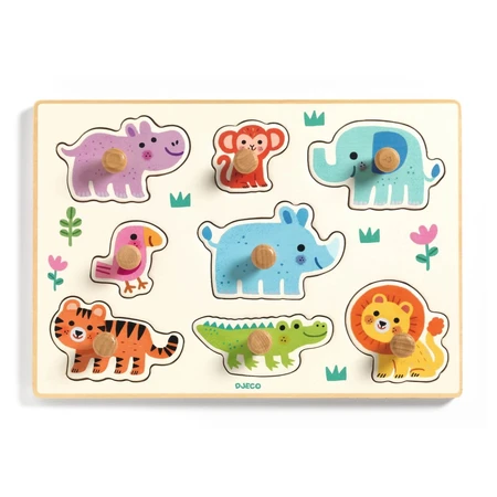 Puzzle en bois avec animaux sauvages, Djeco