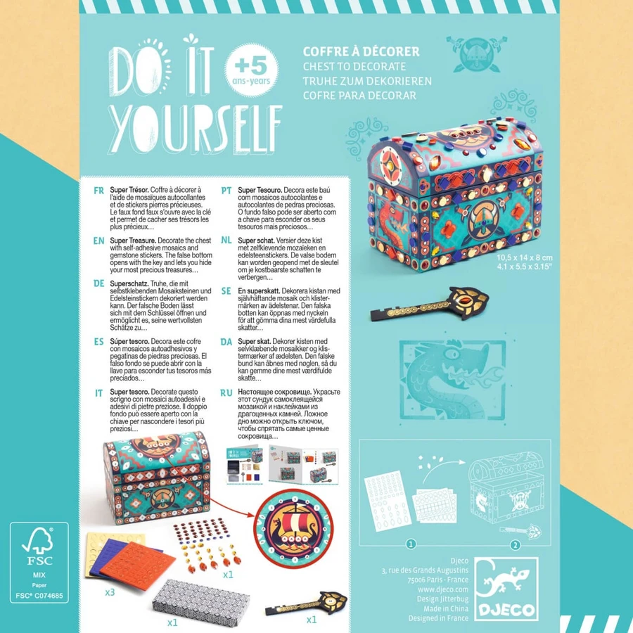 Juego de bricolaje creativo Cofre secreto DIY, Djeco