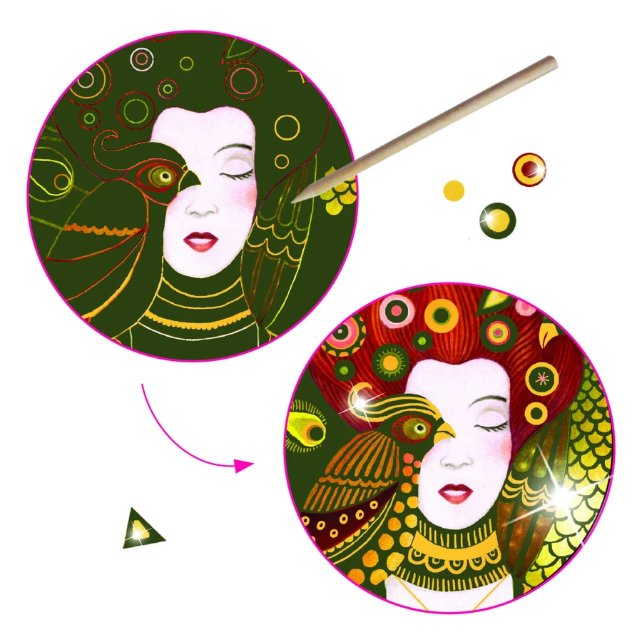 Inspirado en Gustave Klimt, razuit Zeite aurite, Djeco