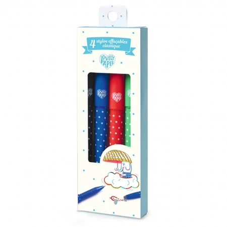 Set de 4 stylos avec gomme, Djeco