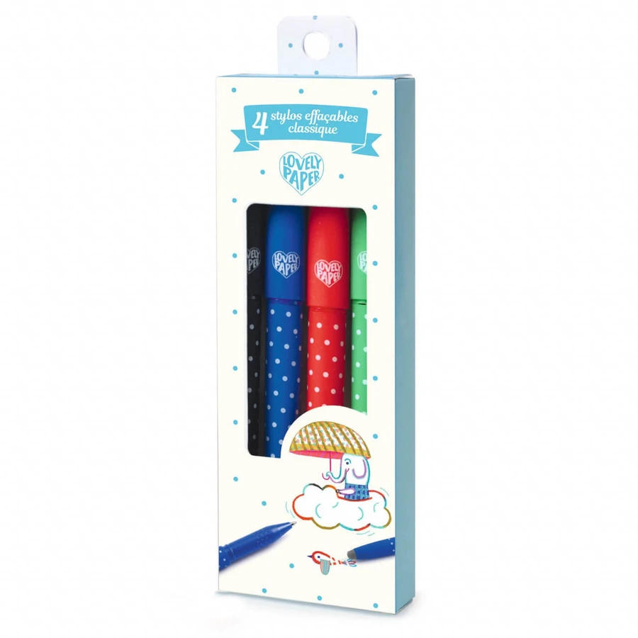 Set de 4 stylos avec gomme, Djeco