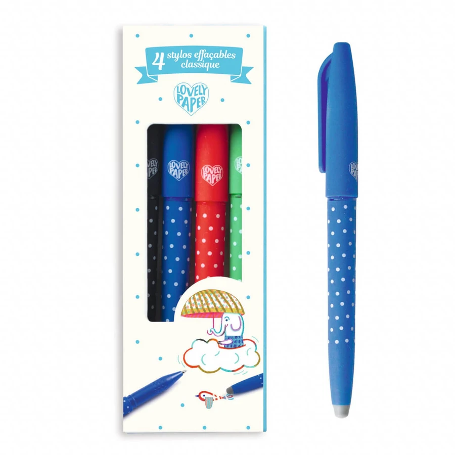 Set de 4 stylos avec gomme, Djeco
