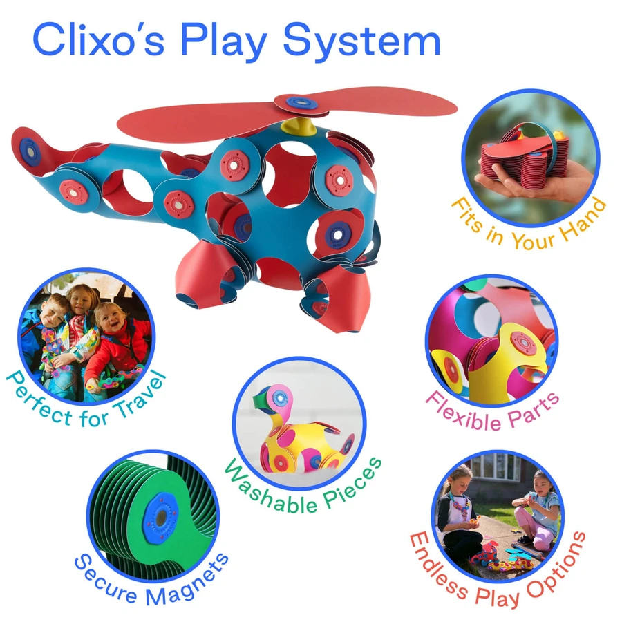 Clixo magnet building set, itsy pack Flamingo-Turquoise 30