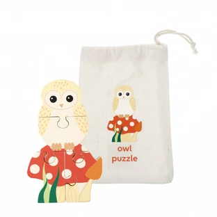 Mini-puzzle en bois 3D hibou, Orange Tree Toys