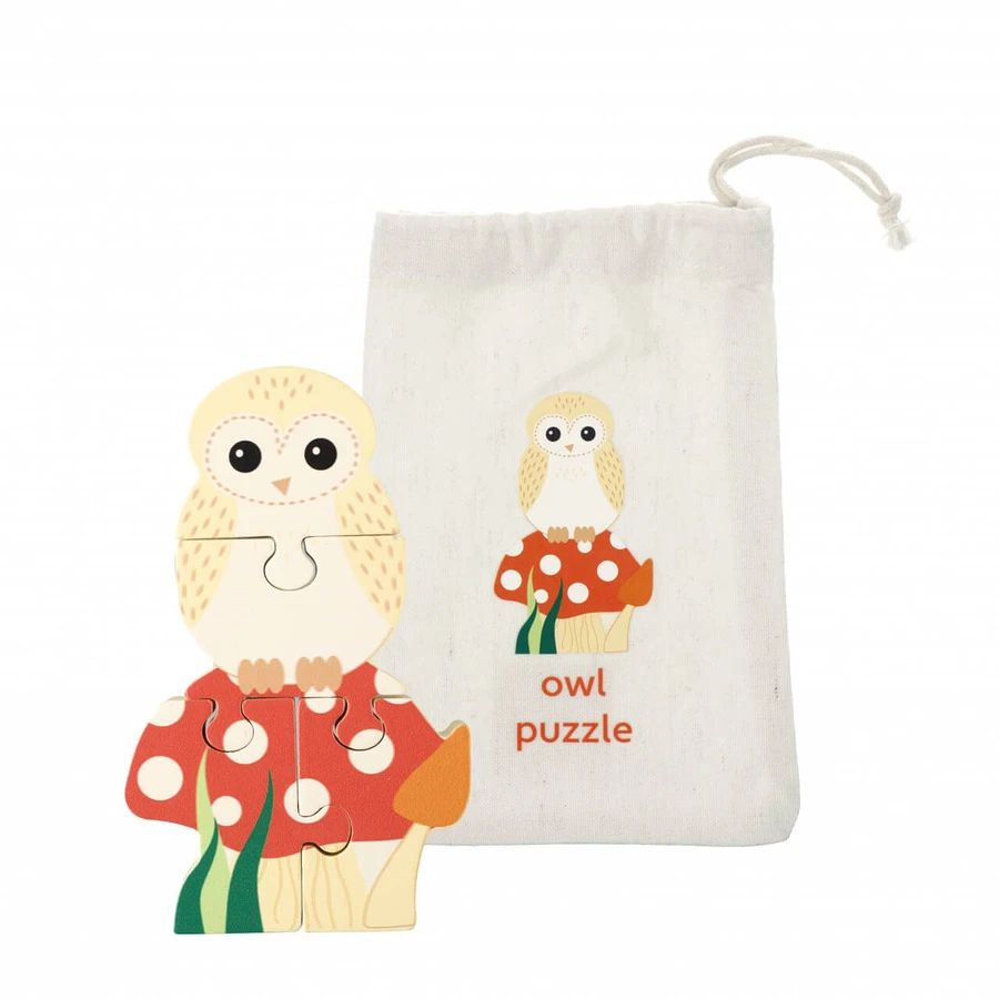 Mini-puzzle en bois 3D hibou, Orange Tree Toys