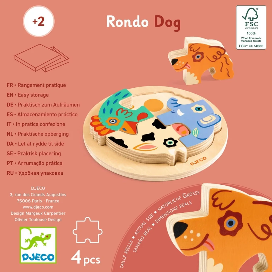 Wooden puzzle Rondo Dog, Djeco