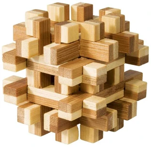 Logikspiel IQ Holz Bambus Bambus Magische Blöcke 3d puzzle