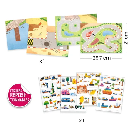 Creative set of reusable stickers Cars, Djeco