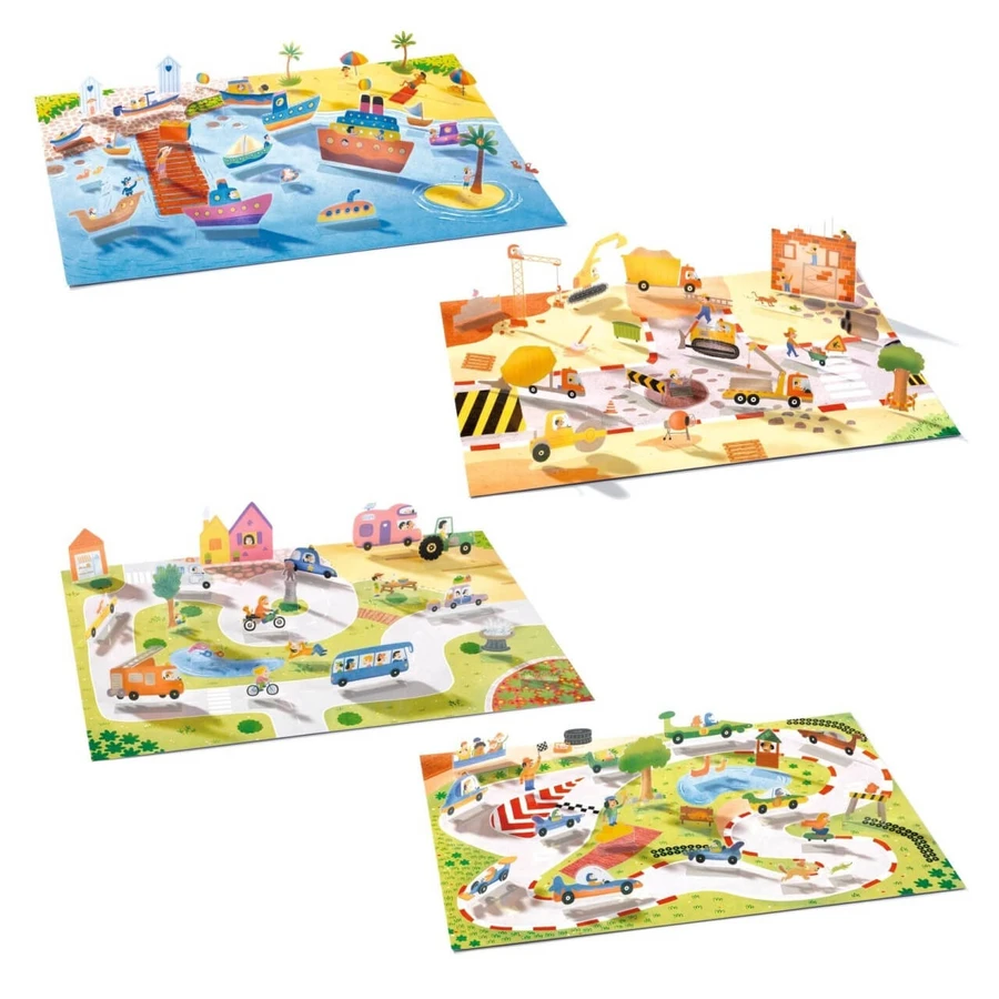 Creative set of reusable stickers Cars, Djeco