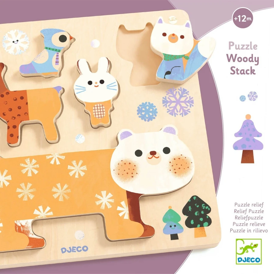 Houten puzzel schattige dieren, Djeco