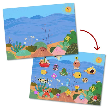 Repositionable stickers By sea and by land, Djeco