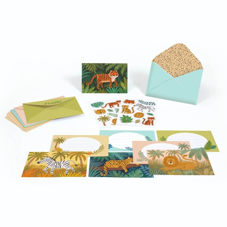 Jungle dieren uitnodigingsset, Djeco