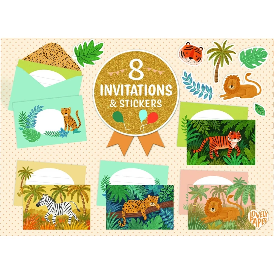 Jungle dieren uitnodigingsset, Djeco