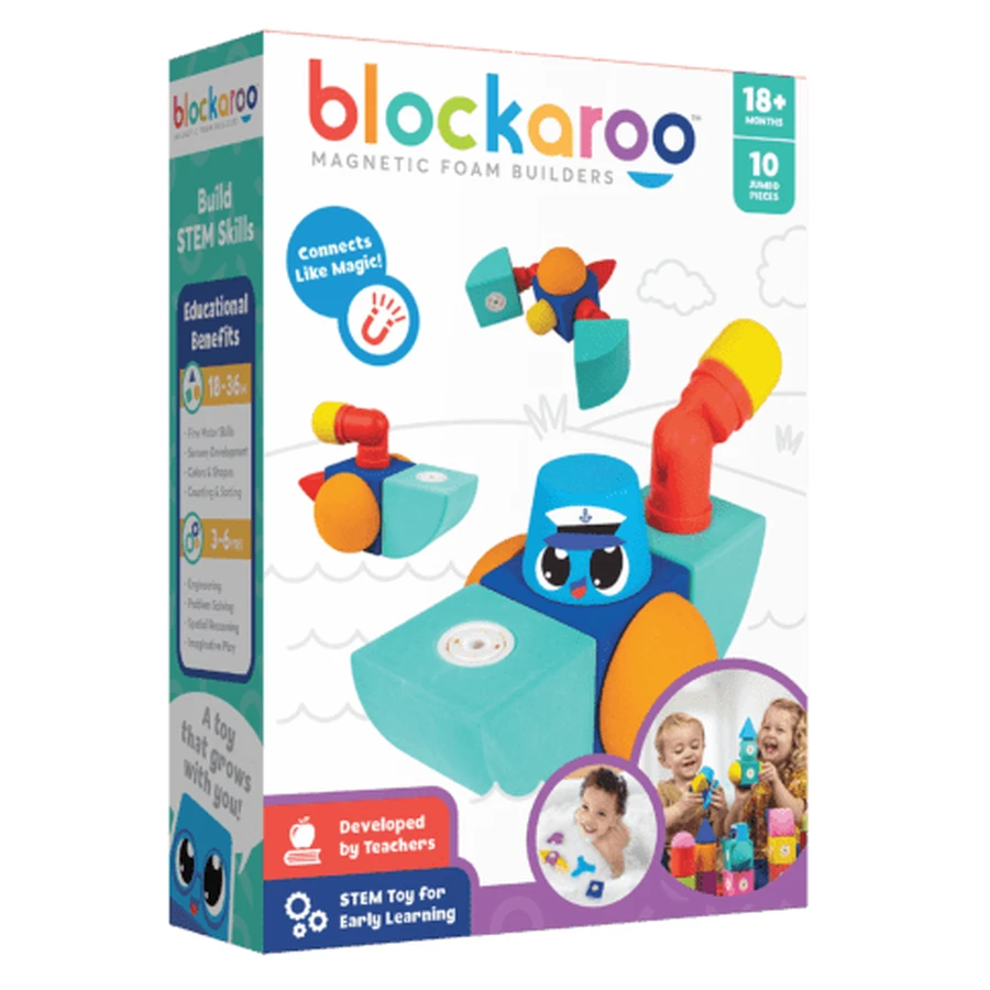 Blockaroo schuimblokjes set met magneet, Boot 10 stuks