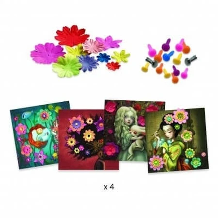 Creative set Paper Portraits with Flowers, Djeco