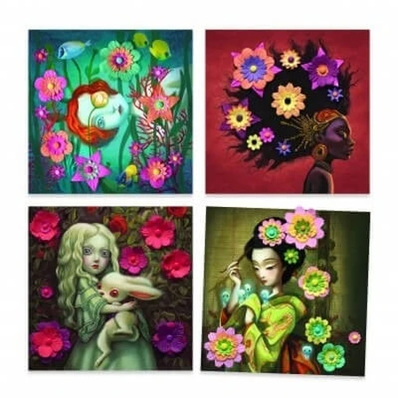 Creative set Paper Portraits with Flowers, Djeco