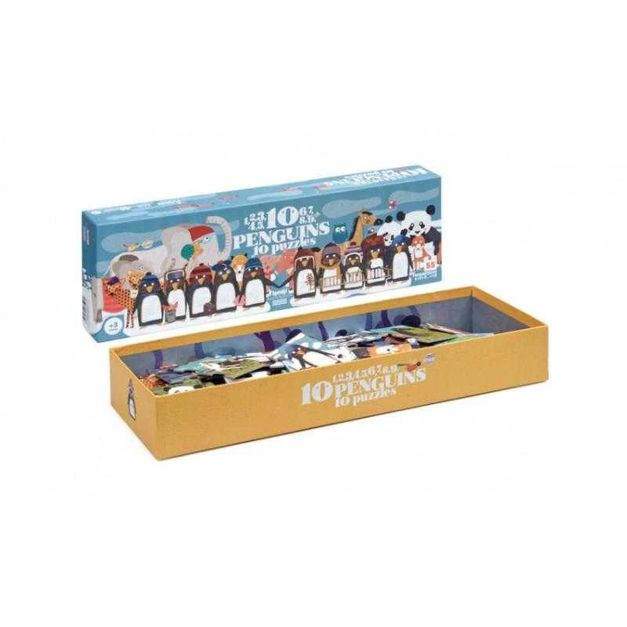 Progressive puzzle 1,2,3..10 penguins Londji