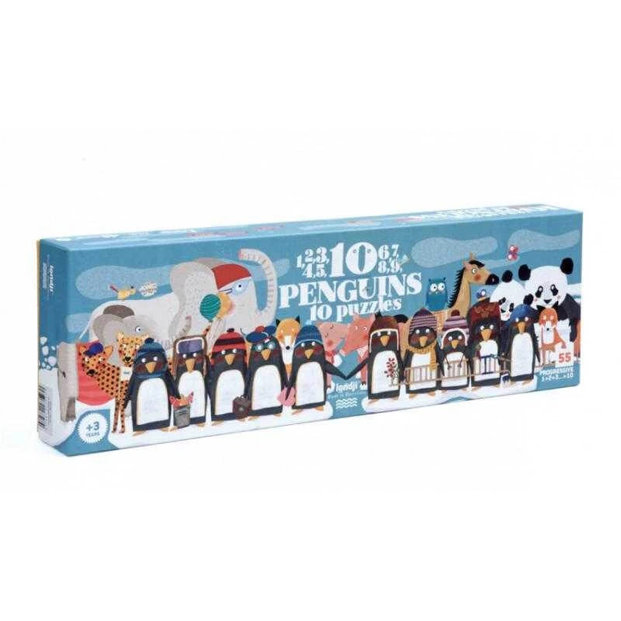 Progressive puzzle 1,2,3..10 penguins Londji
