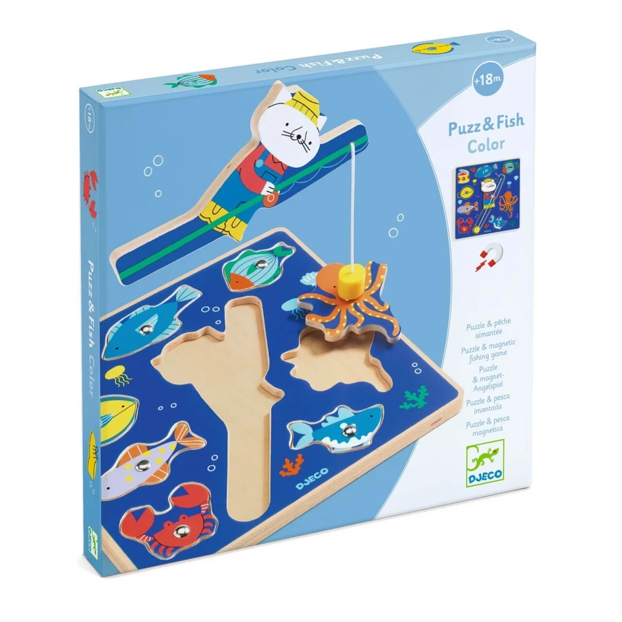 Puzzle 2 en 1 y juego de pesca magnético, Djeco