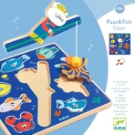 Puzzle 2 en 1 y juego de pesca magnético, Djeco