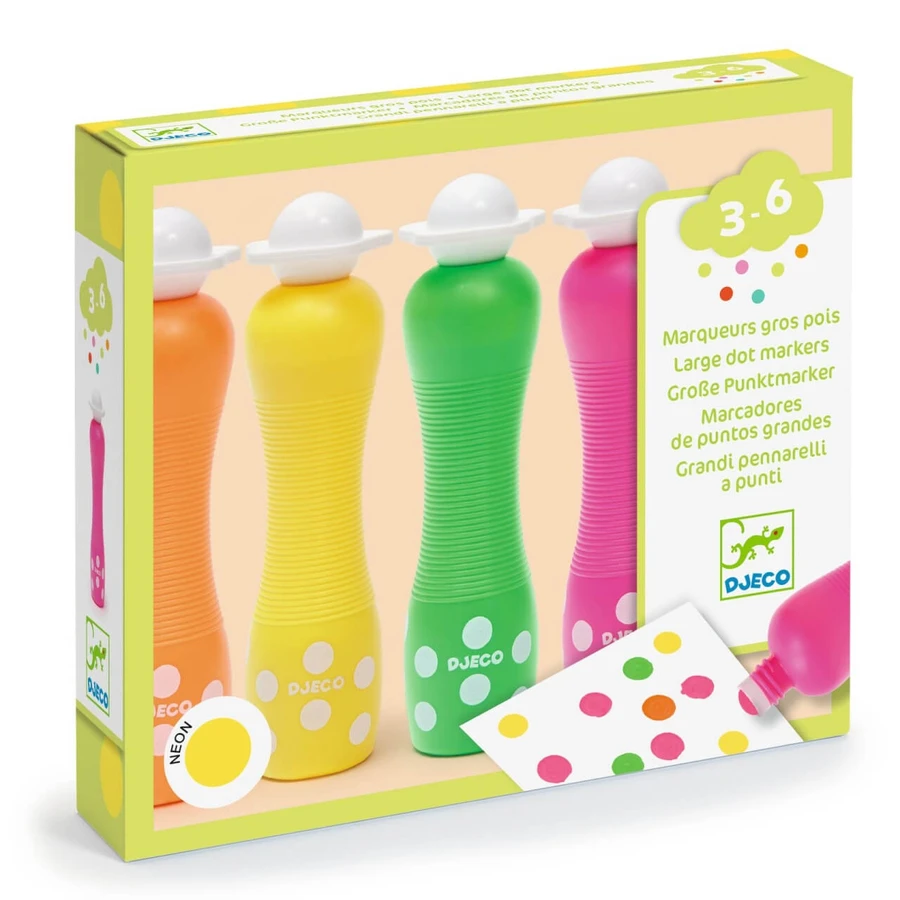 Satz von 4 neonfarbenen Markern für Baby, Djeco