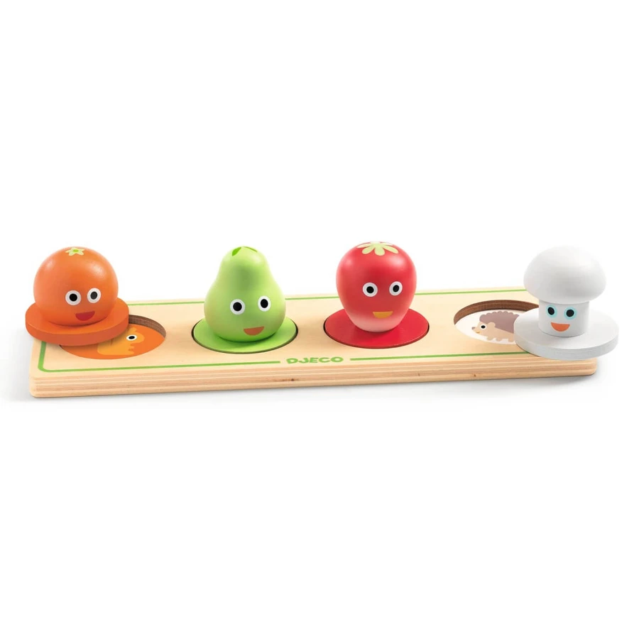 Puzzle de madera de frutas y verduras, Djeco