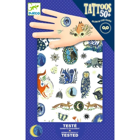 Phosphorescent temporary tattoos Nocturnal animals, Djeco