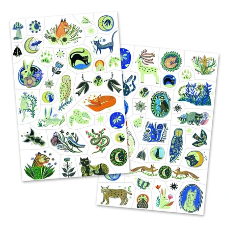 Phosphorescent temporary tattoos Nocturnal animals, Djeco